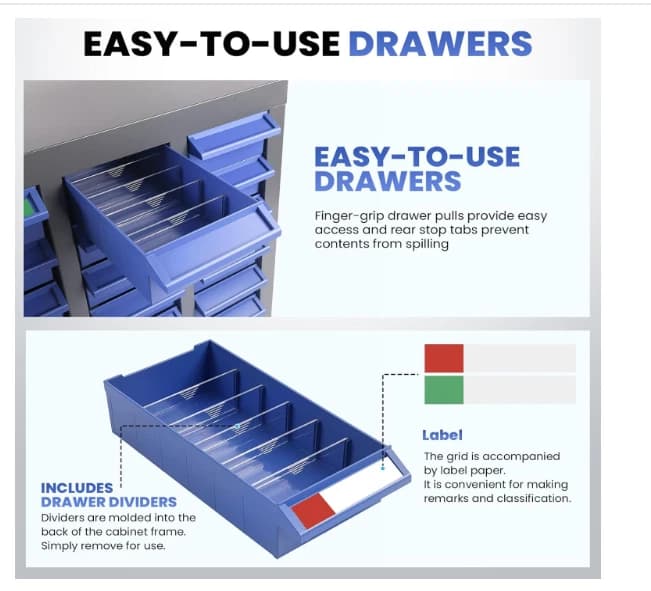 40-Drawer Nut and Bolt Organizer, Small Parts Organizer with Alloy Steel Frame - Image 1