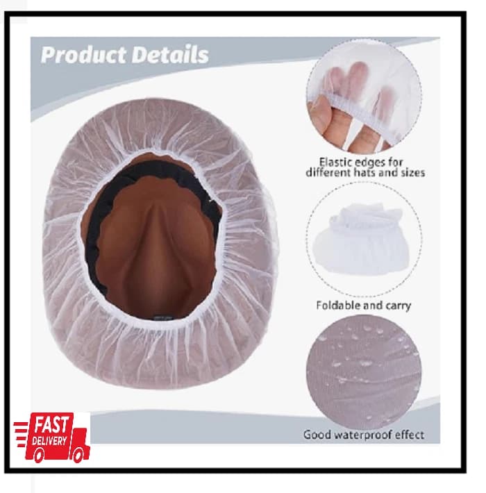 2Pcs Cowboy Hat Rain Covers Plastic Hat Waterproof Cover for Dust Unisex Travel - Image 1