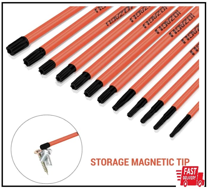 12Pcs Long Torx Bit Set 6-Inch (152mm), T7 To T40, Magnetic Security Tamper Star - Image 1