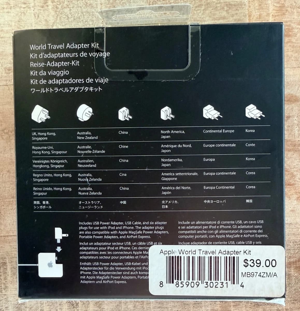 Apple World Travel Adapter Kit MB974ZM/A Genuine OEM Plug Set USB New - Image 2