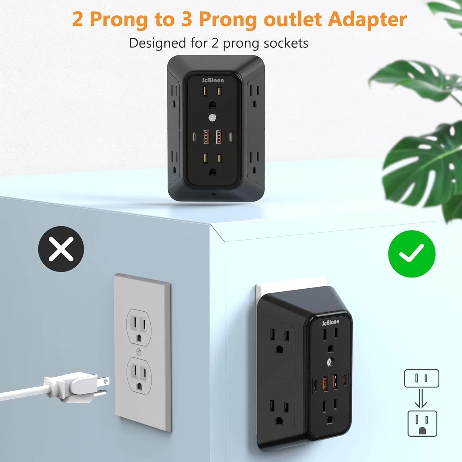 USB Wall Charger Power Strip Surge Protector with 4 USB Ports (2 USB C) Plug Ext - Image 1