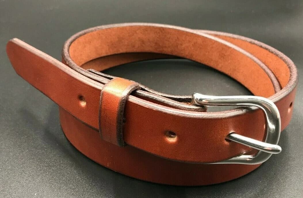 3/4" Genuine Bridle Leather Dress Belt,Buckle,Western Fashion Women Men Handmade - Image 1