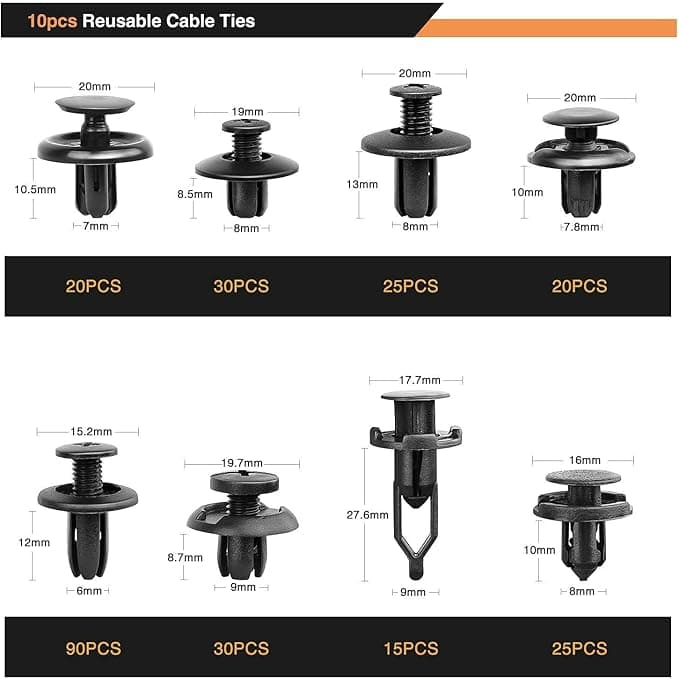 GOOACC 635Pcs Car Push Retainer Clips & Auto Fasteners Assortment -16 Most Popular Sizes Nylon Bumper Fender Rivets with 10 Cable Ties and Fasteners Remover for Toyota GM Ford Honda Acura Chrysler - Image 1