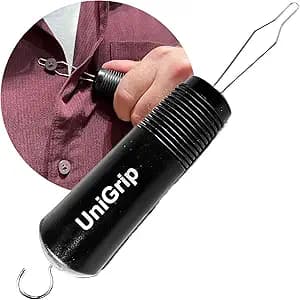 UniGrip 2 in 1 Button Hook and Zipper Pull. One Hand Button aid Dressing Assist Device. Adaptive aid Helps with Dressing oneself After arm Injury, Arthritis, Stroke, Parkinson's or Other Disability. - Image 1