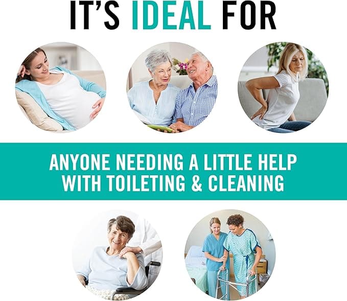 Juvo Toilet Aid - Personal Bottom Wiping Tool, Bathroom Mobility Aid for Disabled, Elderly, and Surgery Recovery - 18" long wand with hygienic cover - Image 1
