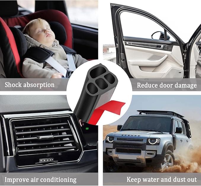 Car Door Rubber Seal Strip,Double Layer L Shape Automotive Weather Stripping,Universal Soundproofing Car Door Seal Strip Car Accessories for Car Door,Hood,Trunk(32.8Ft) - Image 1