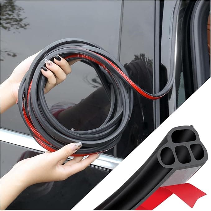 Car Door Rubber Seal Strip,Double Layer L Shape Automotive Weather Stripping,Universal Soundproofing Car Door Seal Strip Car Accessories for Car Door,Hood,Trunk(32.8Ft) - Image 2