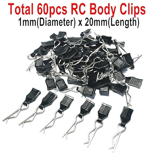 60PCS 1mm RC Body Clips with Pull Tabs for All 1/12 1/14 1/16 1/18 Scale Hyper go,Redcat Traxxas HPI Himoto HSP Exceed RC Car Body Clips,for SCX24 TRX4M H165 RC Car Truck Buggy Parts - Image 2